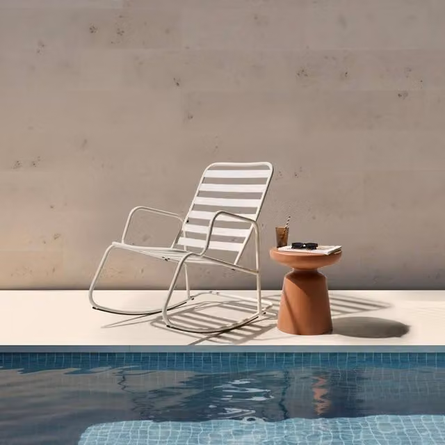 Wyld and Coco Matt White Aluminium Slatted Rocking Chair – 1