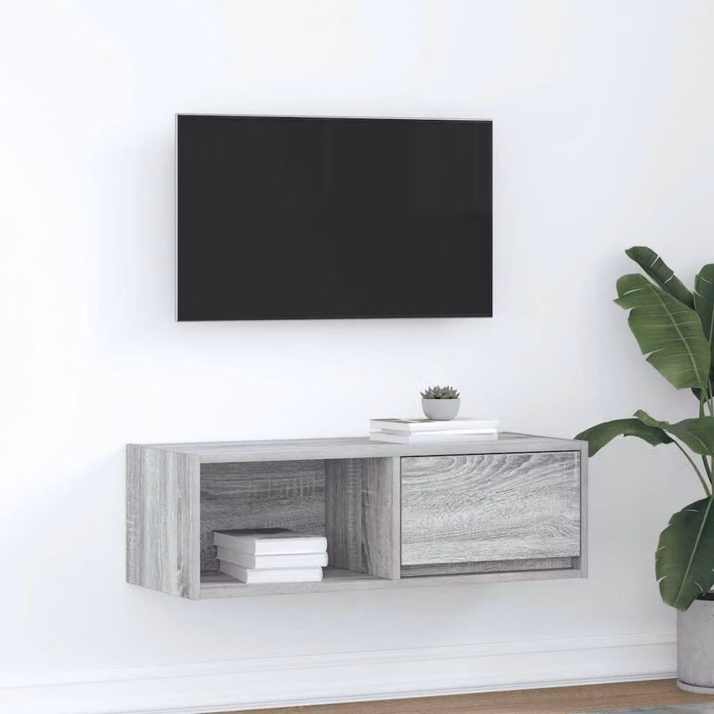 Berkfield Home Modern Grey Sonoma TV Cabinet W: 80 cm, D: 31 cm, H: 25.5 cm – 2