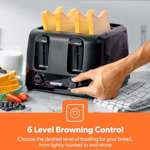 Geepas Black Kitchen Appliance Set with 1.8L Stainless Steel Kettle, 4 Slice Toaster and 20L Microwave – 3
