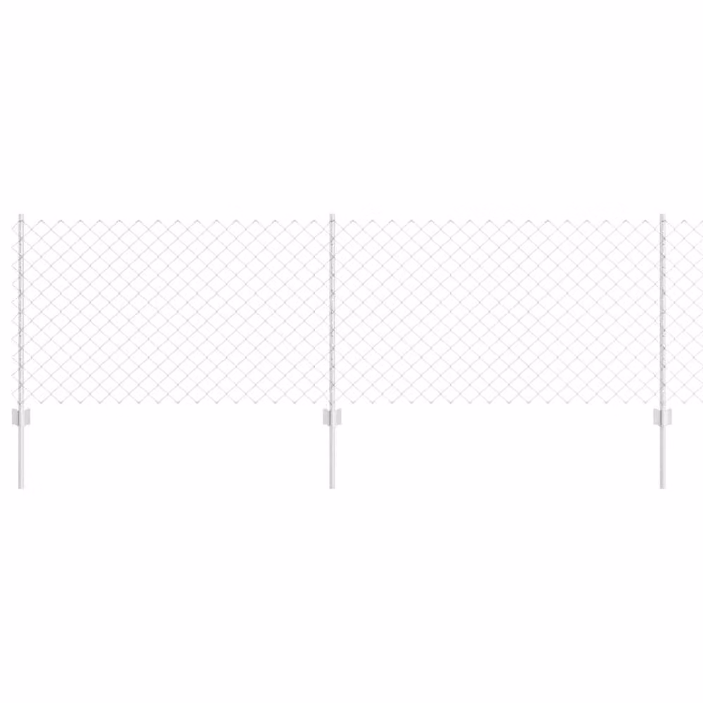 Berkfield Home Modern Steel Chain Link Fence with 10 U Posts, Silver, W: 10 m, H: 0.8 m – 2