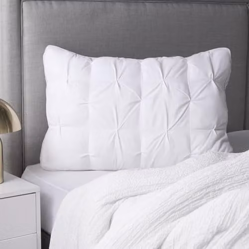 OHS White Hotel Quality Hollowfibre Pillow with Quilted Cover for Stomach, Back and Side Sleepers – 1