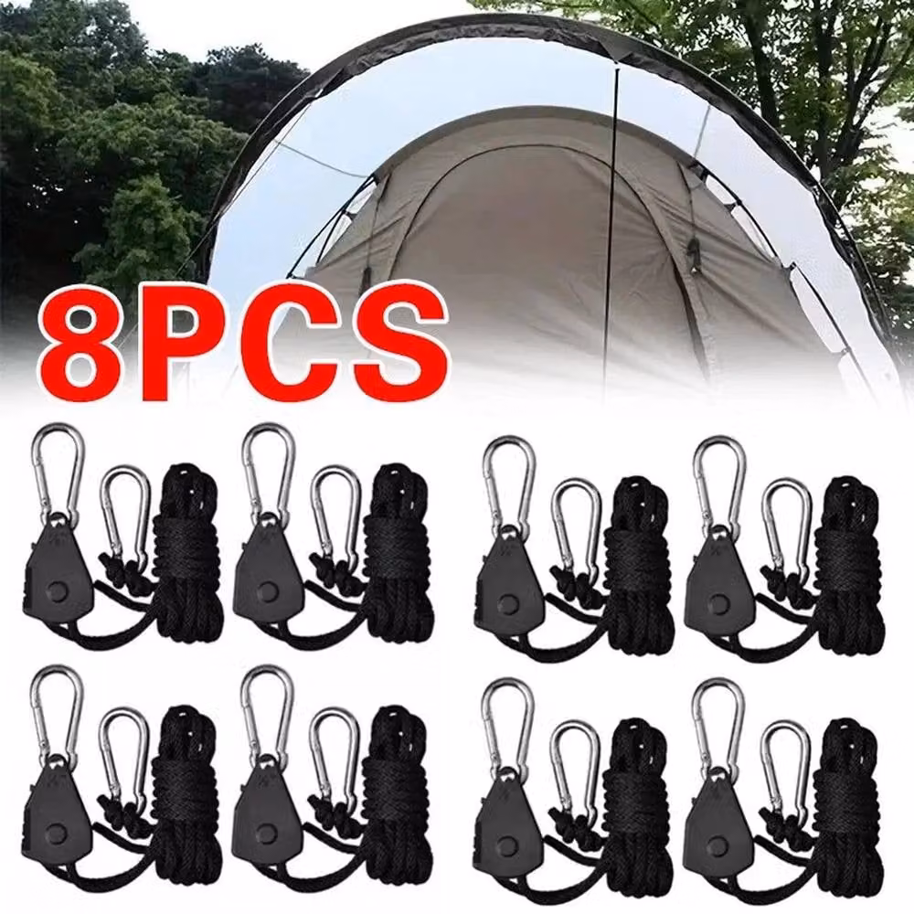 Havendro 8-Piece Black Adjustable Rope Ratchet Hanger Set for Grow Lights – 3