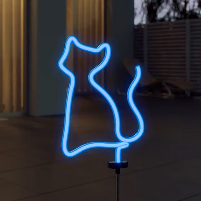 UrbanSolar Cat Neon Light in Blue and White