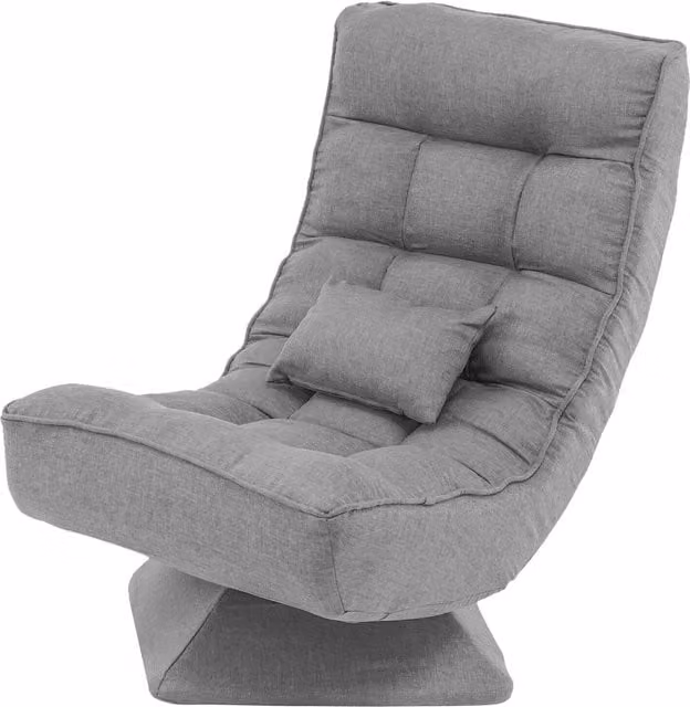 Costway Grey Folding Floor Gaming Chair with 360 Degree Swivel and 4-Position Adjustable Backrest – 1