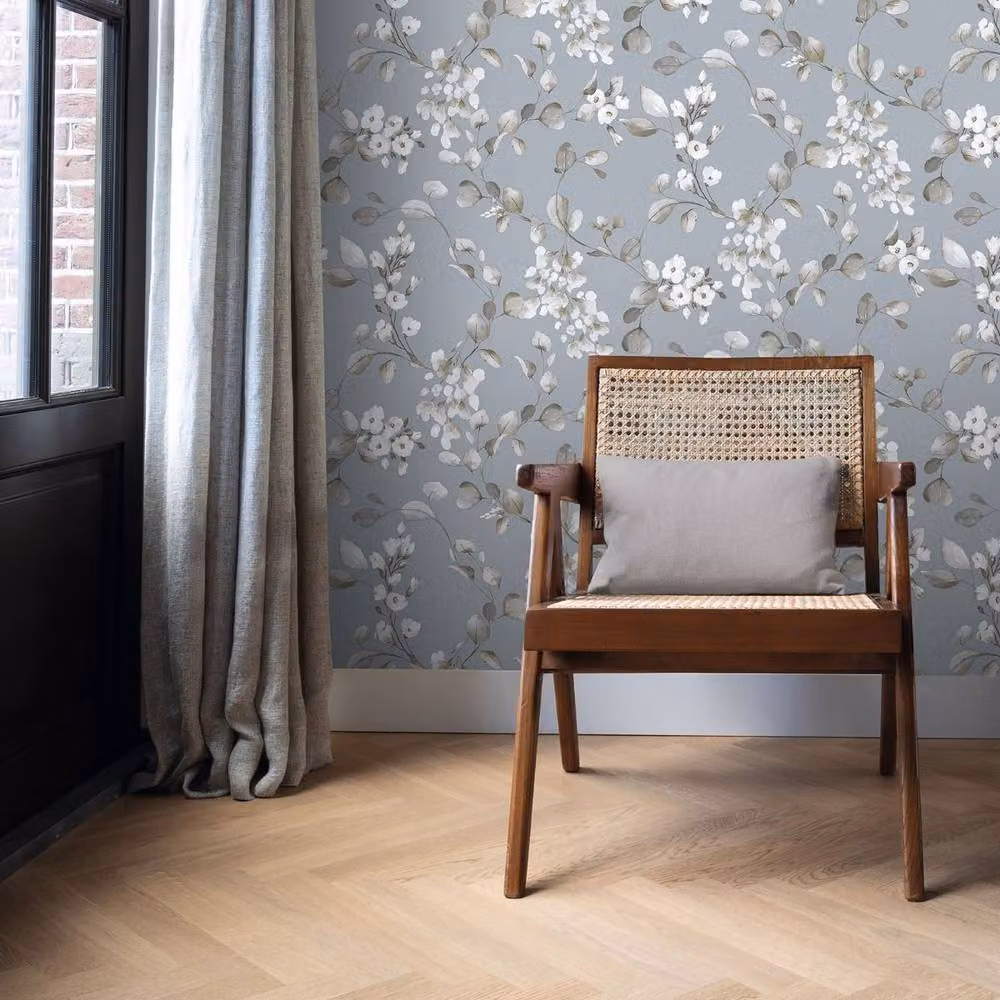 Rasch Rosalie Blue Floral Botanical Matt Paper Wallpaper – 2