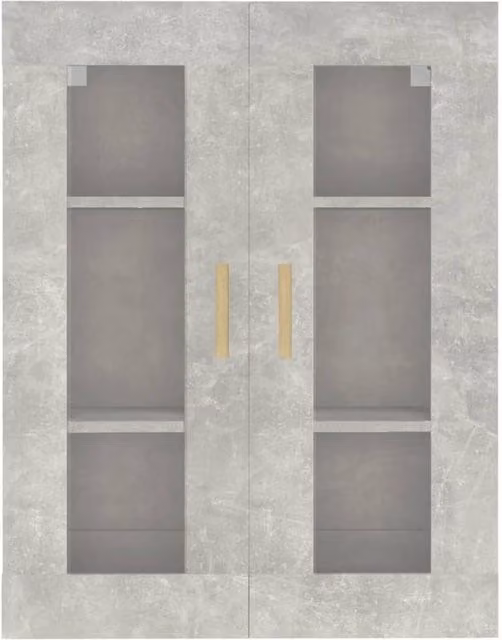 Berkfield Home Hanging Wall Cabinet in Grey with Glass Doors, W: 69.5 cm, D: 34 cm, H: 90 cm