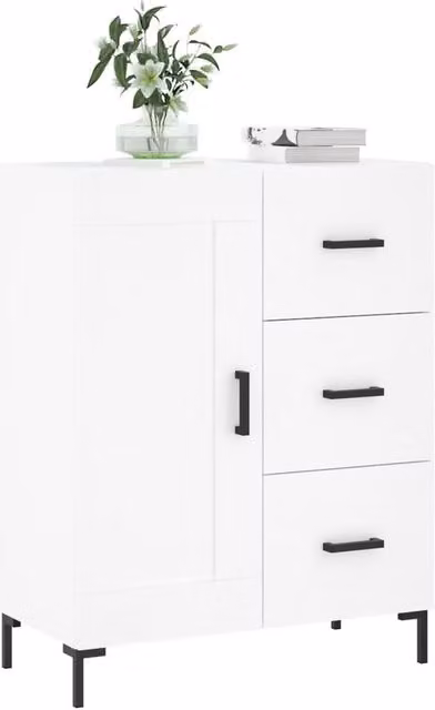 Berkfield Home Modern White Matt Sideboard in Engineered Wood W/D/H: 69.5 x 34 x 90 cm