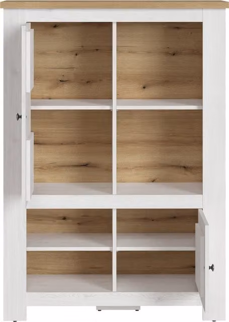 Furniture To Go Celesto 2 Door 4 Shelf Display Cabinet with Integrated LED Lights in White and Oak