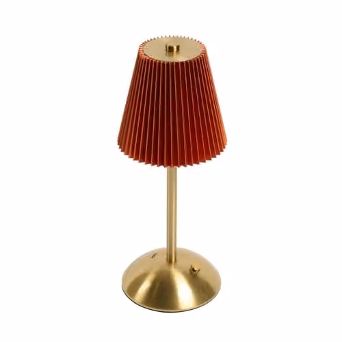 OHS Rechargeable USB Cordless LED Table Lamp in Burnt Orange and Rust with Gold/Brass Accents – 1