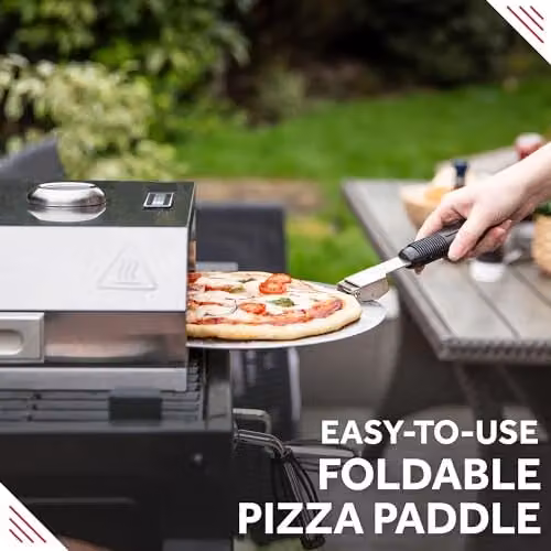 George Foreman Pizza Oven with Ceramic Stone and Foldable Paddle, Silver Stainless Steel, Suitable for Charcoal and Gas BBQs – 5