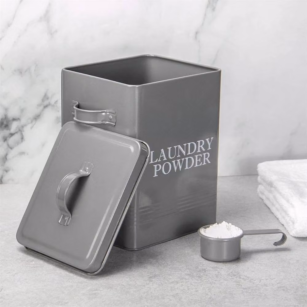 EONLION Laundry Powder Storage Tin with Scoop, Grey – 2