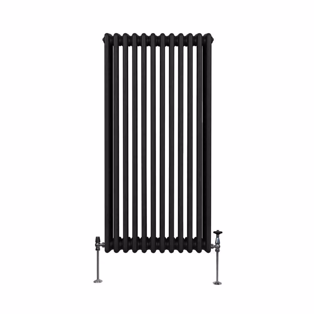 Monstershop Traditional 3 Column Steel Radiator in Black, H: 150 cm, W: 56.2 cm, D: 10 cm – 2