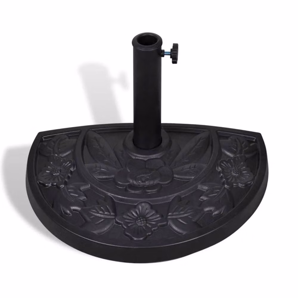 Berkfield Home Black Resin Half Round Parasol Base – 2