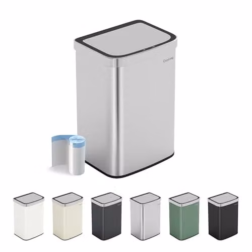 CozyLiving Automatic Motion Sensor Kitchen Bin with Soft Close Lid in Silver, 16L – 1