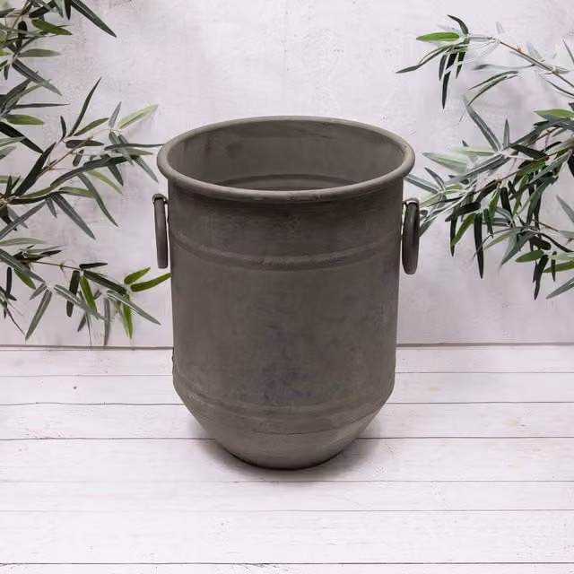 Annibells Rustic Round Galvanised Metal Planter Pot in Blue, Green or Grey, Diameter: 16 cm