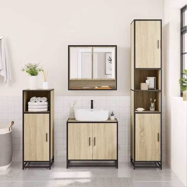 Berkfield Home Sonoma Oak Bathroom Mirror Cabinet, W/D/H: 65 x 20 x 60 cm – 1