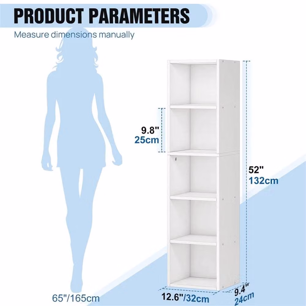 EONLION 5 Tier White Lacquered Display Shelving Unit with Adjustable Shelves – 2
