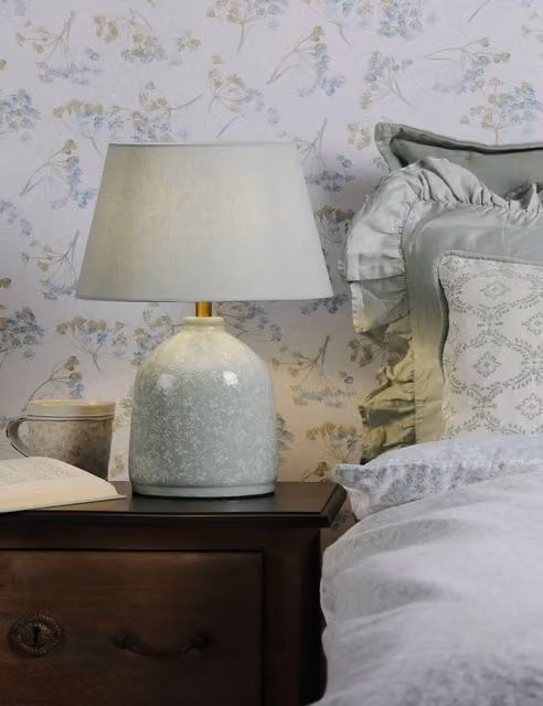 Laura Ashley Campion Blue Ceramic Floral Table Lamp