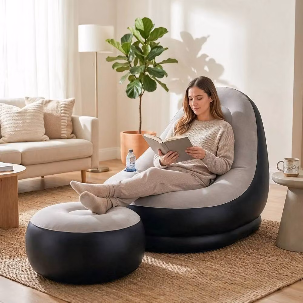 SPETLEK Inflatable Lounger Ottoman Couch in Grey – 2