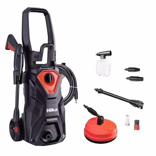 Hilka 1600W Pressure Washer with Patio Cleaner in Black – 1