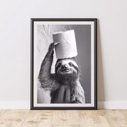 60 Second Makeover Sloth Toilet Roll Animal Print Paper Poster, A3