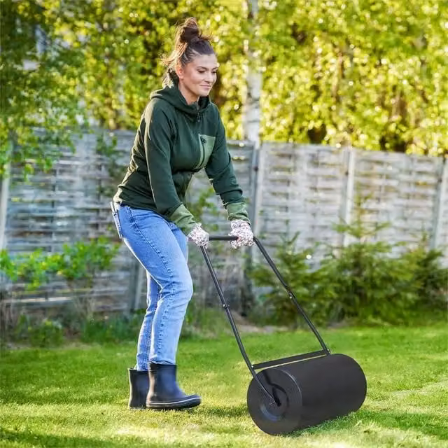 Burnhard DURHAND 46L Heavy Duty Manual Steel Lawn Roller in Black