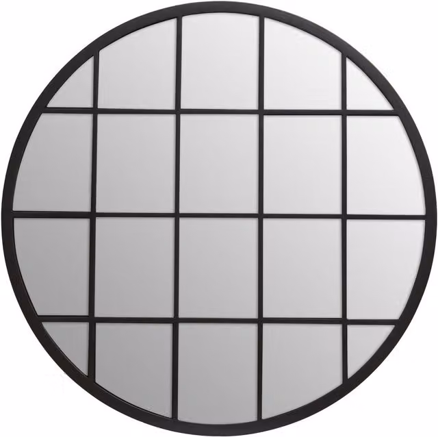 Orsina Descartes Round Geometric Metal Wall Mirror in Black – 2