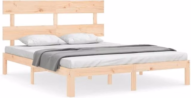 Berkfield Home Solid Wood Pine Bed Frame in Beige, W/D/H: 160 x 200 cm
