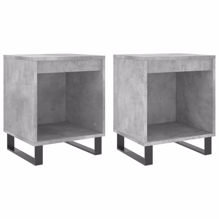 Berkfield Home Set of 2 Modern Bedside Cabinets in Concrete Grey, W: 40 cm, D: 35 cm, H: 50 cm