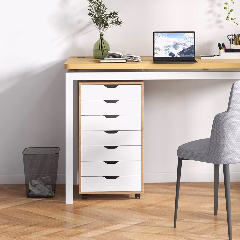 Costway 7-Drawer Mobile Storage Cabinet and Filing Dresser in Natural – 2