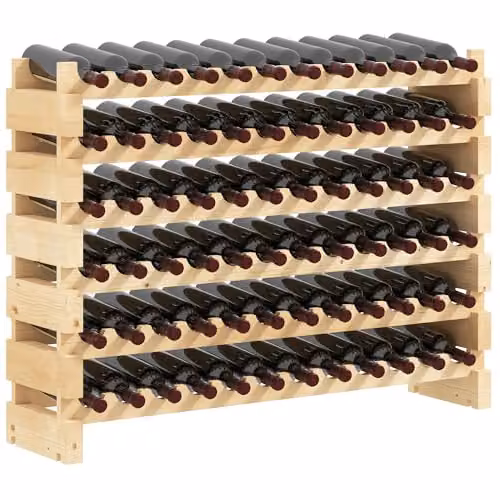 HOMCOM 6 Tier Pine Wood Wine Rack Holder in Light Brown, Holds 72 Bottles, W/D/H: 85 x 28 x 28 cm