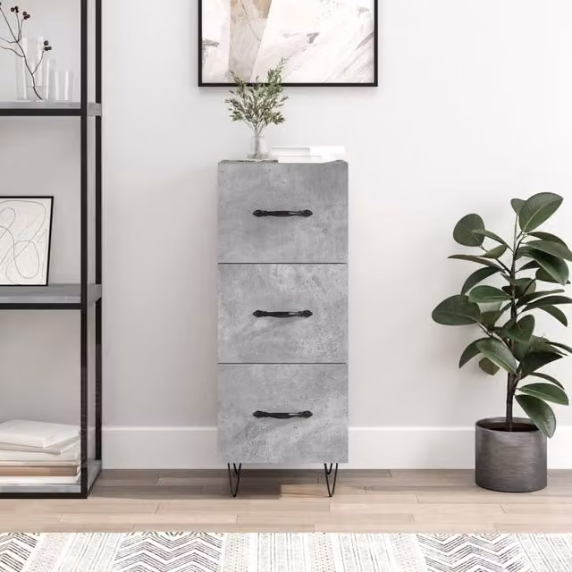 Berkfield Home Modern Sideboard in Concrete Grey, W/D/H: 34.5 x 34 x 90 cm – 1