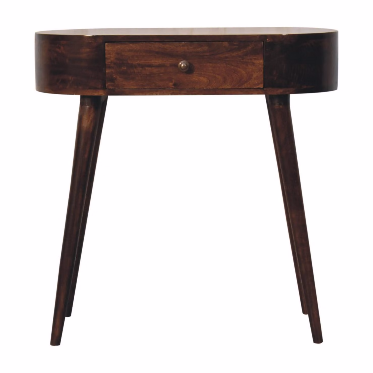 Aosom UK Mid-Century Solid Mango Wood Console Table with Drawer and Rounded Edges, Brown, W: 80 cm, D: 40 cm, H: 78 cm – 2