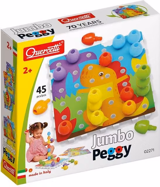 Quercetti Jumbo Peggy Stacking Toy, 45 Pieces, Multicolour
