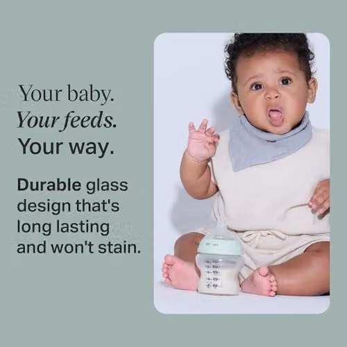 Tommee Tippee Natural Start Glass Newborn Starter Set with 150ml and 250ml Anti-Colic Wide Neck Baby Bottles and Slow and Medium Flow Teats – 2