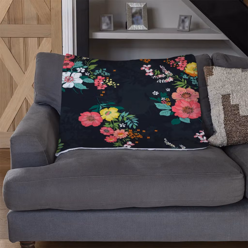 Benjamin Tate Design Floral Pattern Fleece Blanket in Multicolour, W/D/H: 120 x 150 cm – 3
