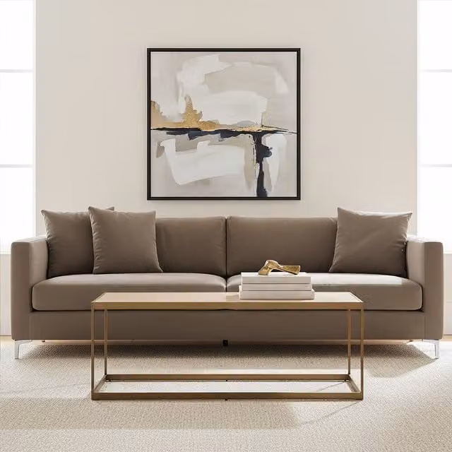 Fifty Five South Orsina Brown Oak Veneer Coffee Table with Gold Sledge Base
