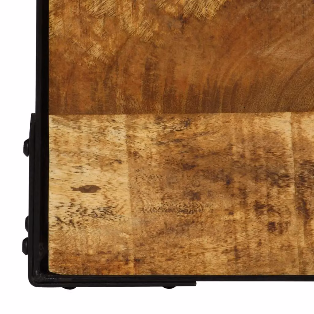 Berkfield Home Industrial Coffee Table in Brown Solid Rough Mango Wood and Steel, W: 110 cm – 6