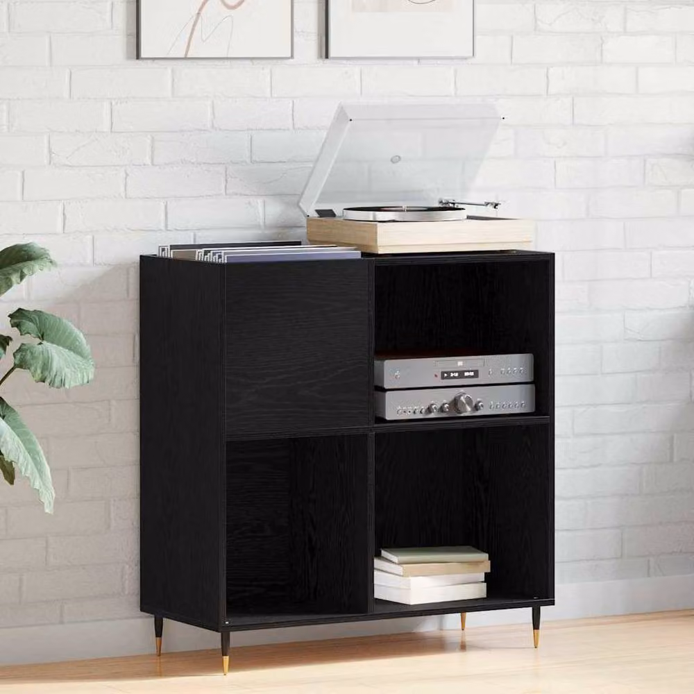 Berkfield Home Record Cabinet in Black Oak, W/D/H: 84.5 x 38 x 89 cm – 2