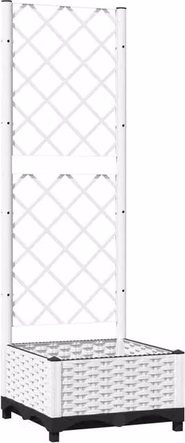 Berkfield Home Garden Planter with Trellis in White, W/D/H: 40 x 40 x 121.5 cm – 1