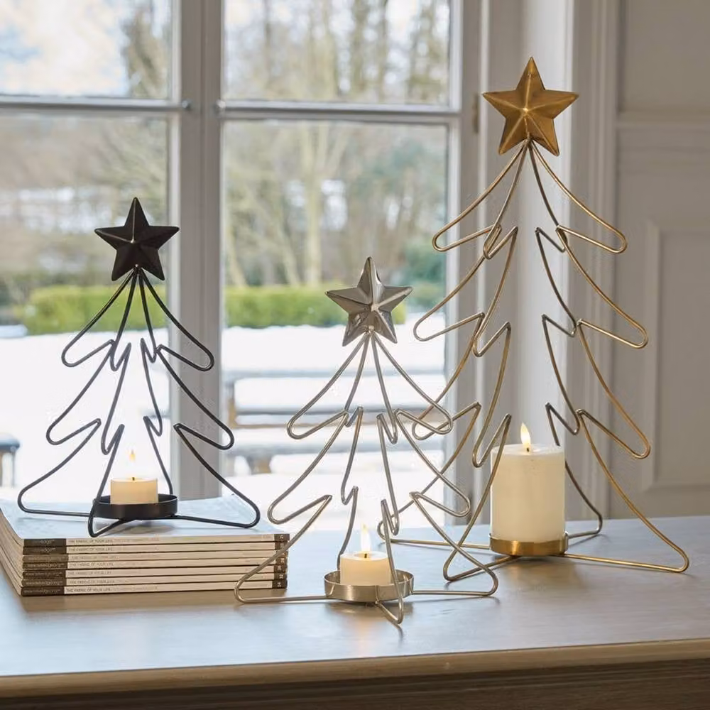 Lemon Pavilion Rustic Metal Tree and Star Tealight Candle Holders in Bronze, W/D/H: 14 x 14 x 26 cm – 3