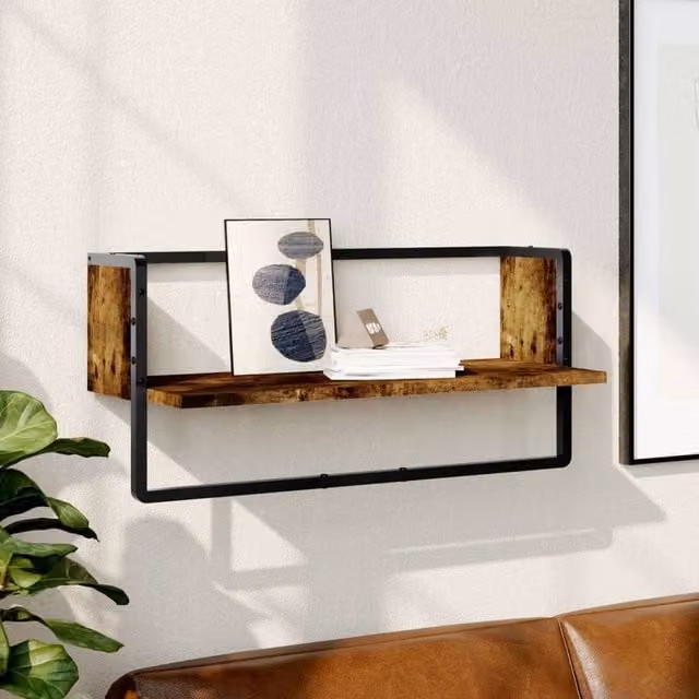Berkfield Home Wall Mounted Bar Shelf in Smoked Oak Brown, W: 65 cm, D: 25 cm, H: 30 cm