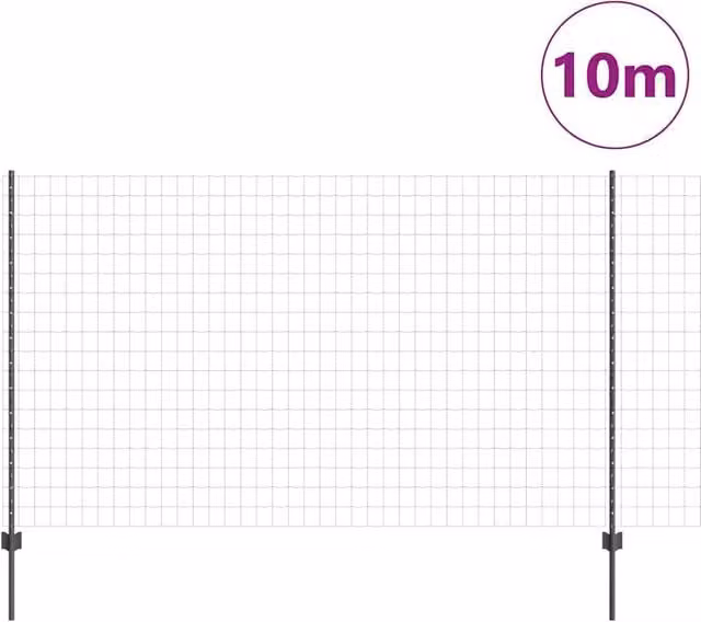 Berkfield Home Durable Euro Steel Fence with 10 U-Profile Posts, Grey, 4 x 10 m
