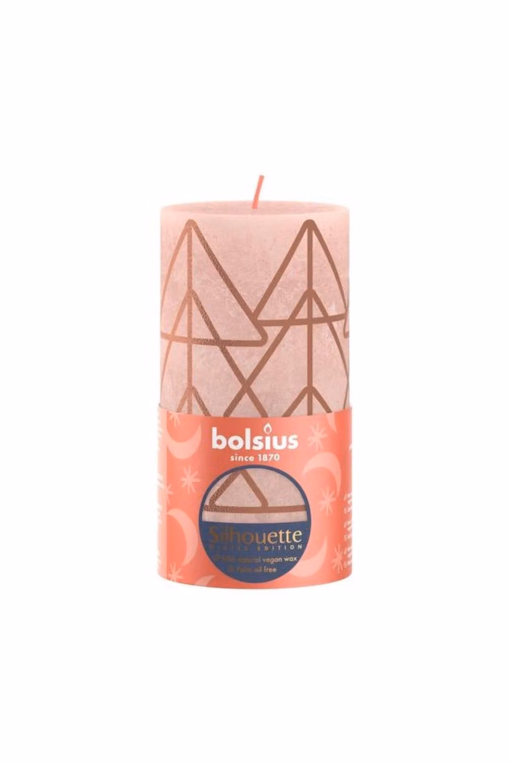 Bolsius Pink & Print Rustic Silhouette Pillar Candle, H 13.0 cm x W 6.8 cm x D 6.8 cm – 2