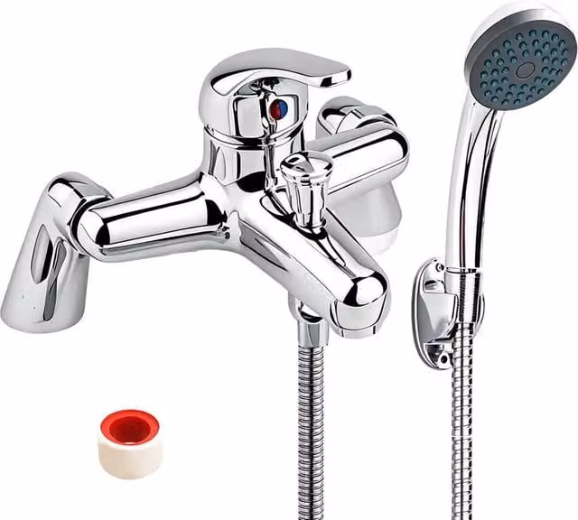 Ventryn Luxury Chrome Single Lever Bath Filler Tap and Shower Mixer Set in Silver