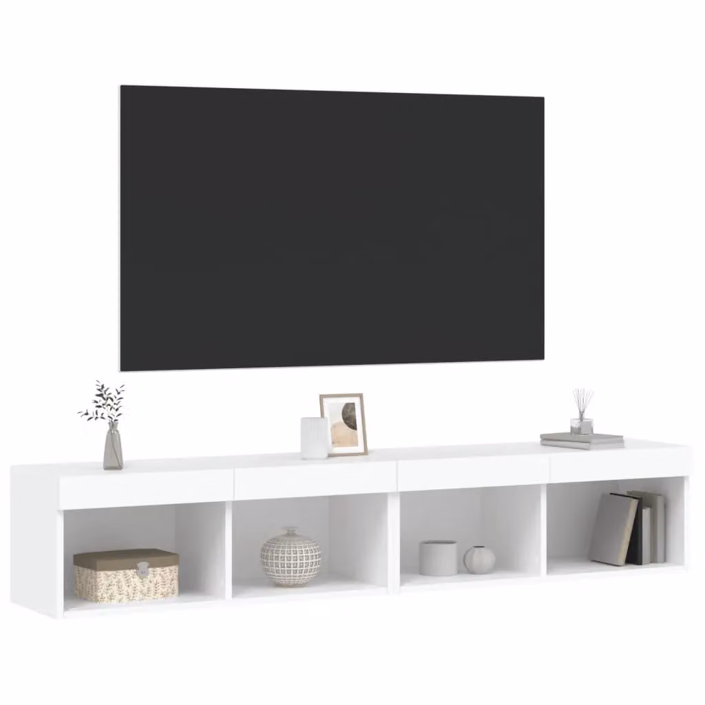 Berkfield Home Set of 2 White Glossy Wall Mounted TV Cabinets with Integrated LED Lighting, W/D/H: 80 x 30 x 30 cm – 5