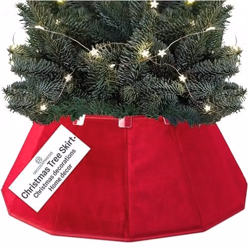 Deco Express Red Velvet Christmas Tree Skirt