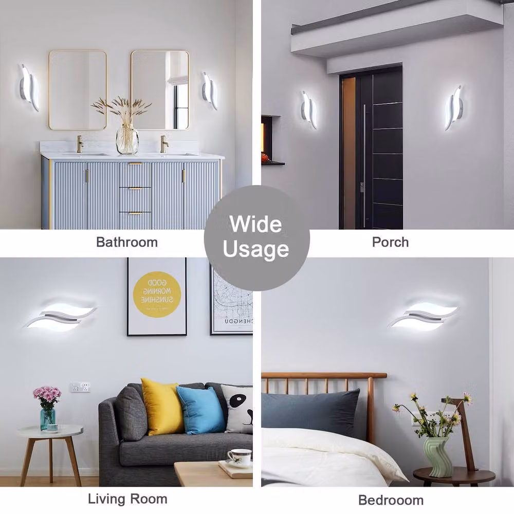 Pheashine White Aluminium Rectangular LED Wall Light, 20W, 2300 Lumens, 6500K Cool White – 3