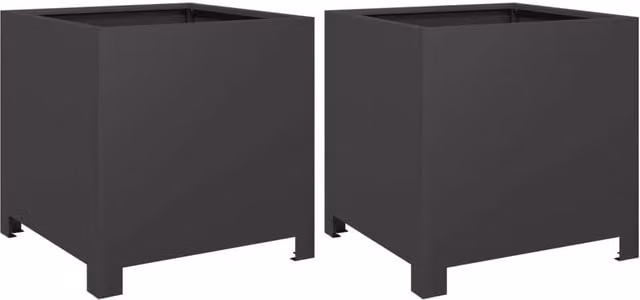 Berkfield Home Garden Steel Planter Tubs, 2 Pack, Black, W/D/H: 40 x 40 x 40 cm – 1