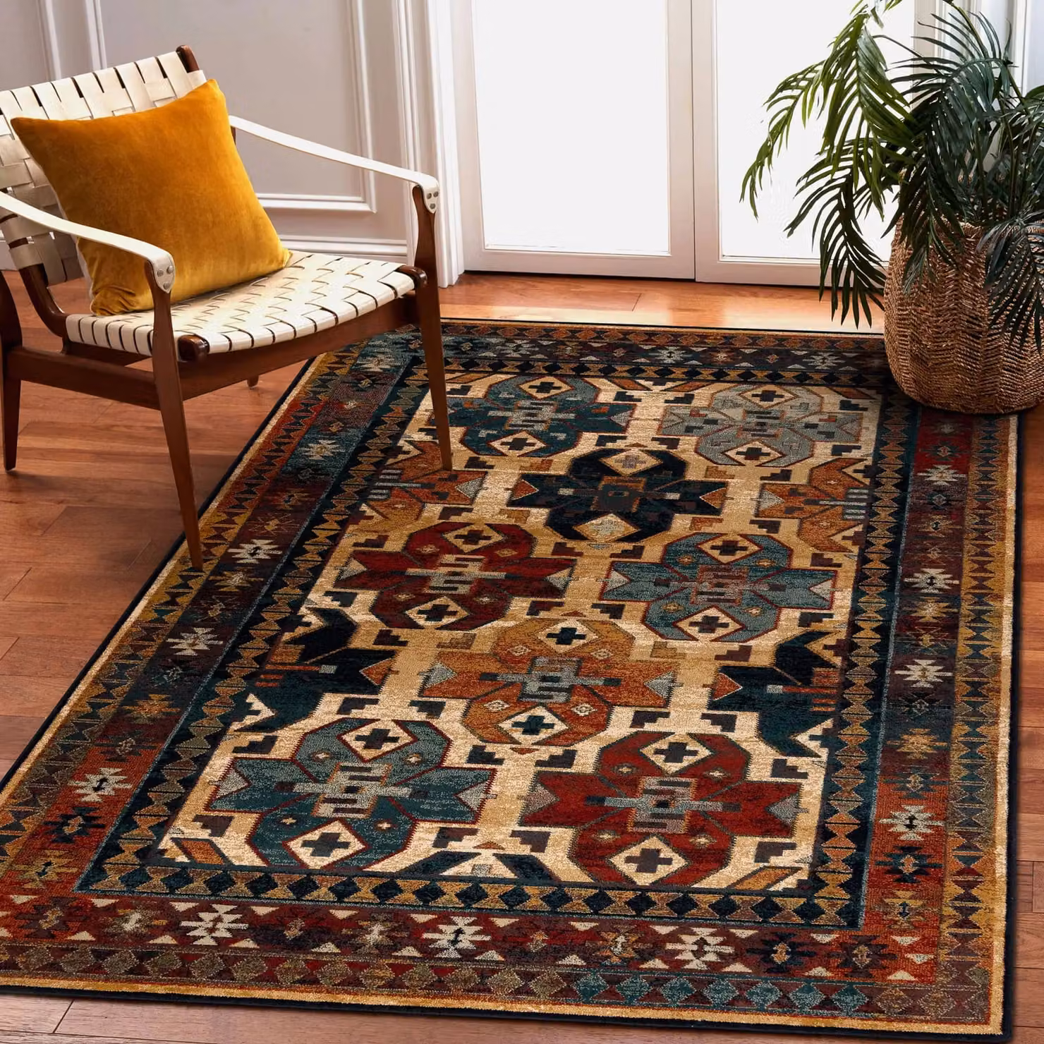 RugsX Wool Omega Ethnic Rectangular Rug in Red and Multicolour, W: 170 cm, L: 235 cm – 4